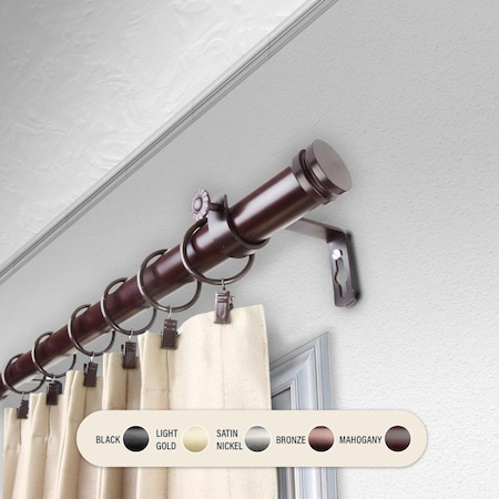 Central Design 1 in. Cap Curtain Rod with 66 to 120 in. Extension, Mahogany 100-50-666